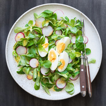 Lamb's Lettuce Salad with Egg and Radishes