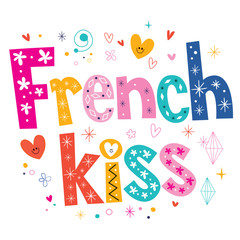 French kiss type lettering decorative text