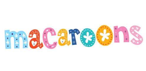 macaroons word decorative lettering type text