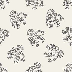 robot doodle seamless pattern background
