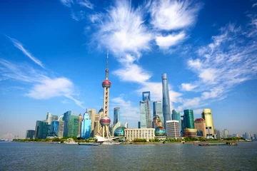 Tuinposter De horizon van Shanghai met moderne stedelijke wolkenkrabbers, China © Oleksandr Dibrova