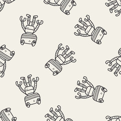 robot doodle seamless pattern background