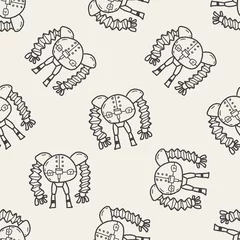 Gordijnen robot doodle seamless pattern background © hchjjl