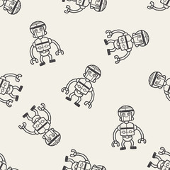 robot doodle seamless pattern background