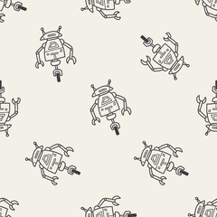 robot doodle seamless pattern background