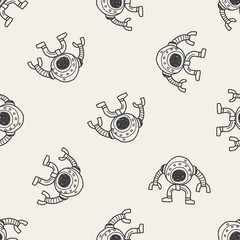 robot doodle seamless pattern background