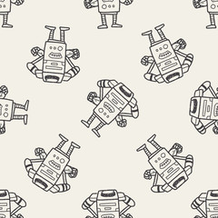 robot doodle seamless pattern background