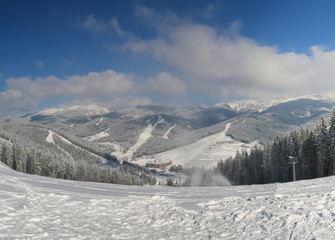 Fototapeta na wymiar Panorama mountain slope