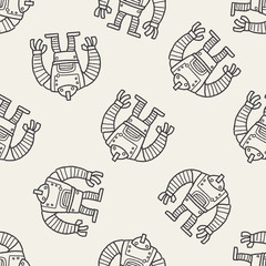 robot doodle seamless pattern background