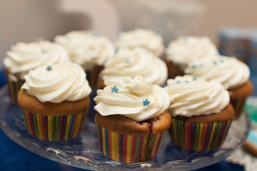 Cream cakes on the table
