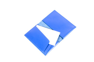 blue leather name card pocket