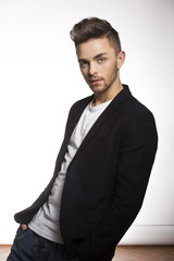 Fototapeta premium fashion young man in black