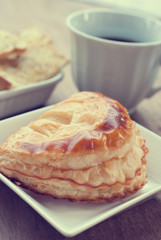 Chicken pie, homemade, vintage tone