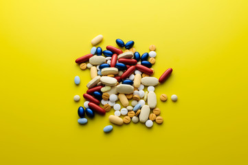 colorful pills drugs and tablets