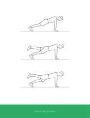 Fitness Icon plank raise leg workout. Vector design.