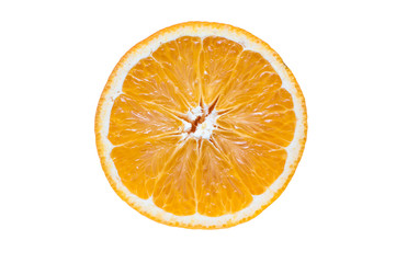 A round orange slice on white background.