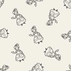 princess doodle seamless pattern background