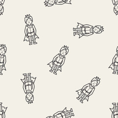 prince doodle seamless pattern background