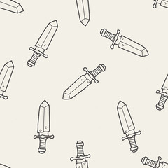 sword doodle seamless pattern background