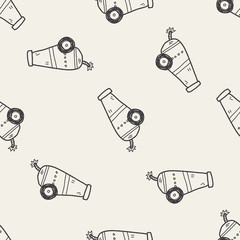 cannon doodle seamless pattern background