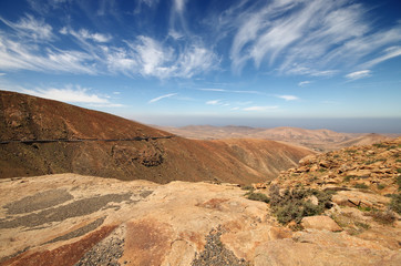 view of a landscape of Fuerteventura, Canary Islands, Spain, fro