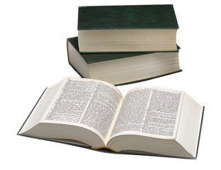 Three books-dictionary are isolated on white background