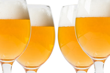  glasses of beer on a white background