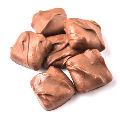 Toffee candy over white background