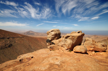 Fototapeta na wymiar view of a landscape of Fuerteventura, Canary Islands, Spain, fro