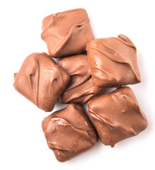 Toffee candy over white background