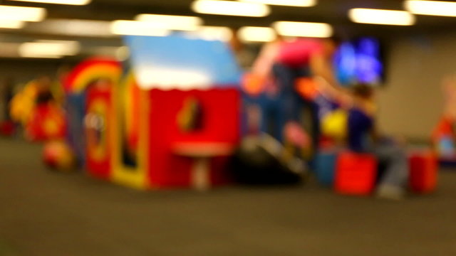 Children's play area in a public place. Blurry video