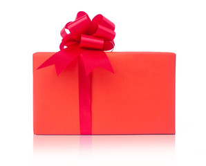 Red gift with a blond ribbon