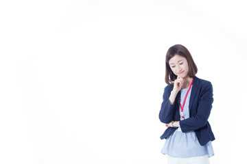 Fototapeta premium オフィスカジュアルID(白バック)