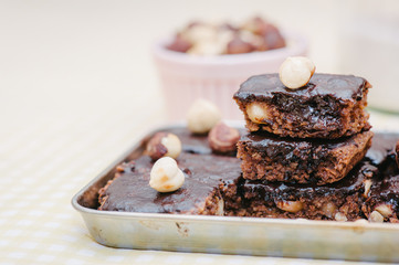 Homemade brownies with ingredients