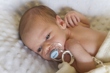 Close up new born baby portrait