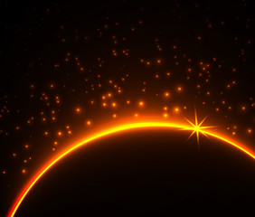 Fototapeta premium Space planet in the rays of light