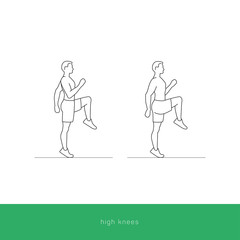 Fitness Icon high knees workout. Vector design.