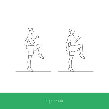 Fitness Icon High Knees Workout. Vector Design.