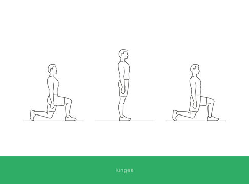 Fitness Icon lunges workout. Vector design.