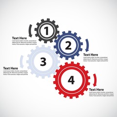 Business Concept / Teamwork - 4 Gearwheels with Arrows