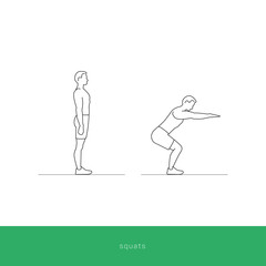 Fitness Icon squats workout. Vector design.