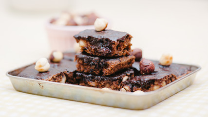 Homemade brownies with ingredients