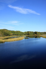 Blue Lake Lipno from Mountains Sumava in southern Czech 