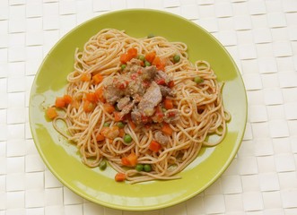 beef goulash with vegetable and pasta