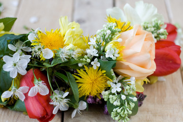 Bouquet of colorful spring flowers 