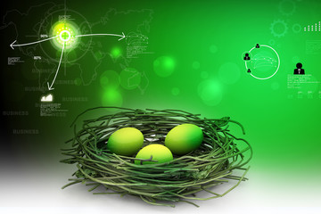 Eggs being protected in a nest.