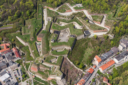 aerial view of  the Klodzko city historic fortress