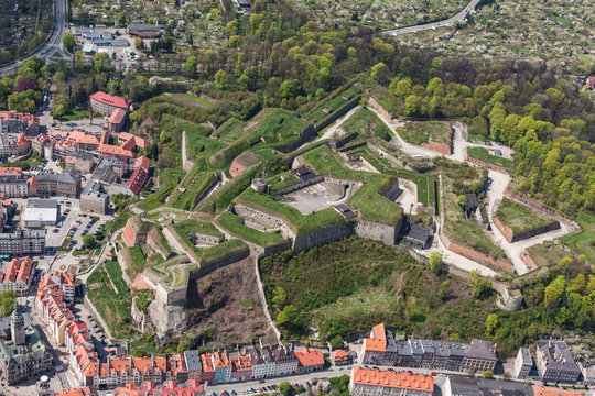 aerial view of  the Klodzko city historic fortress