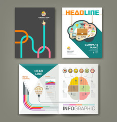Annual report brain concepts infographics template 