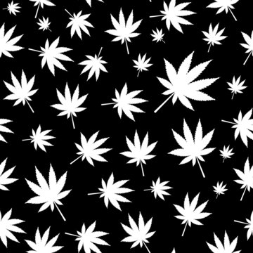 Abstract Cannabis Seamless Pattern Background Vector Illustratio